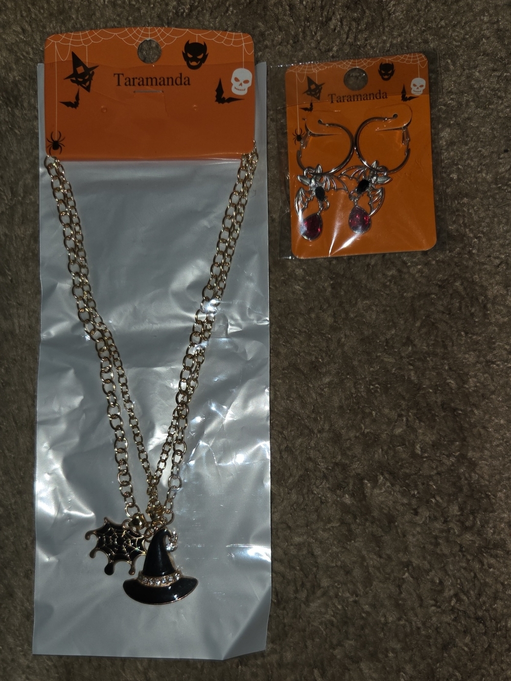 Taramanda Black Witch Hat Necklace and Earring Set